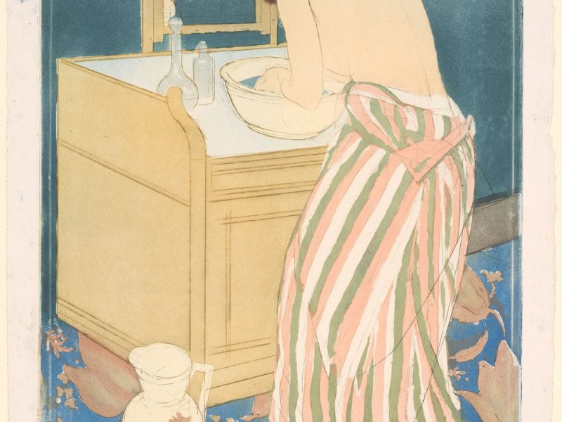 メアリー・カサットの「沐浴する女性」という版画です。