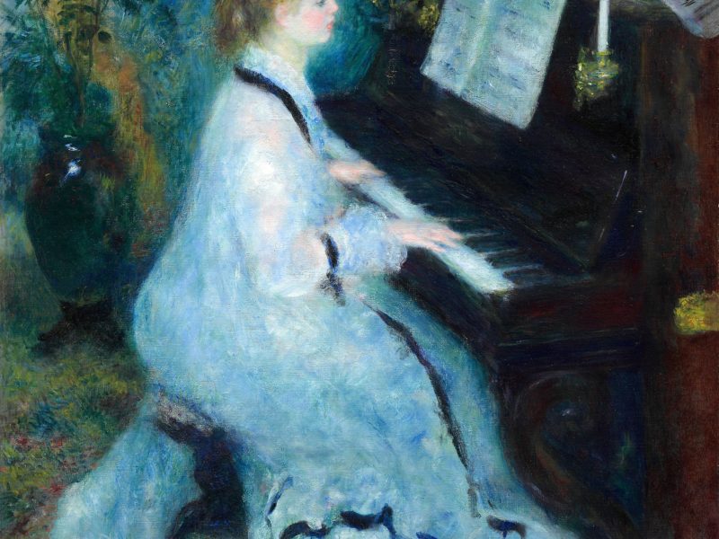 フランス印象派の画家、オーギュスト・ルノワールの「ピアノを弾く若い女」です。