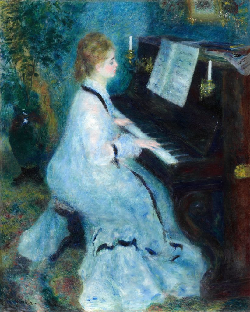 ピエール・オーギュスト・ルノワールの「ピアノを弾く若い女」です。
