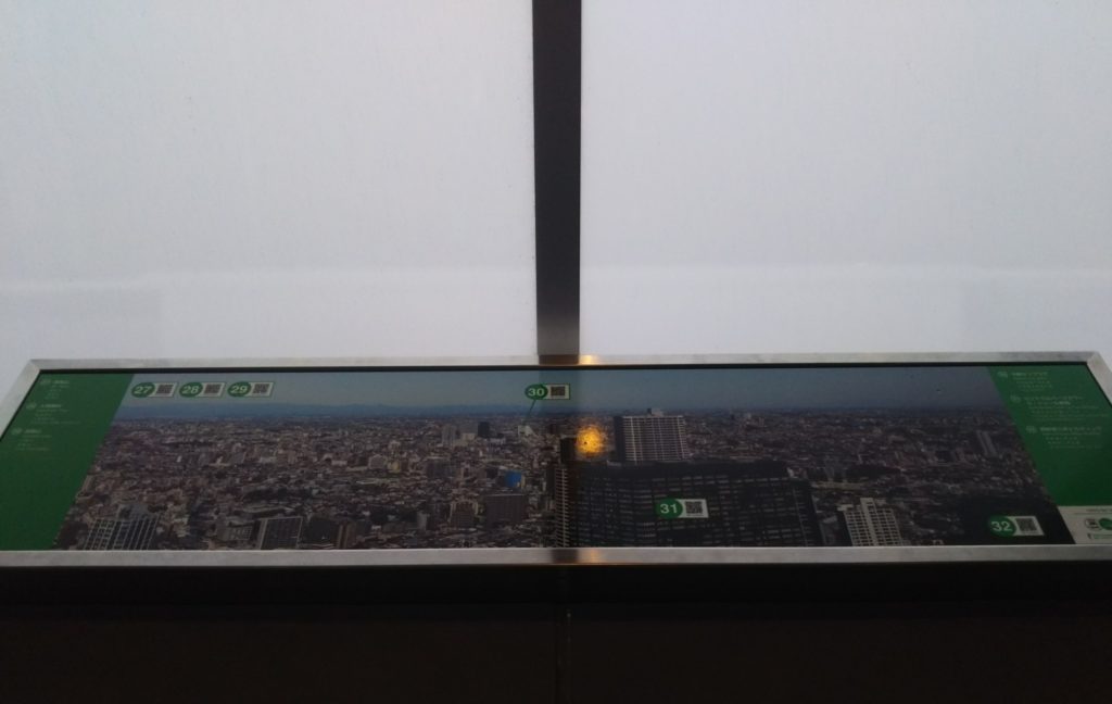 東京都庁の展望室の景色を示すパネルです。