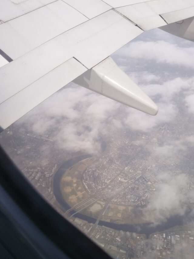 飛行機から見た多摩川です。