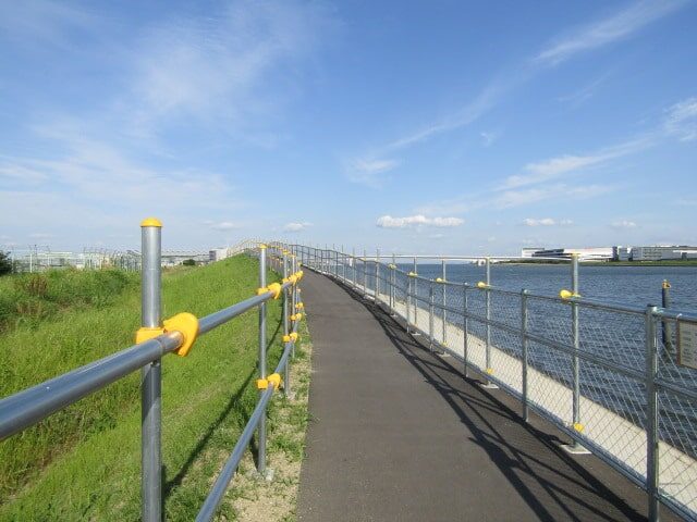 羽田空港の多摩川沿いの公園。
