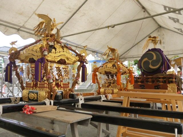浜竹天祖神社の子供御神輿と曳き太鼓